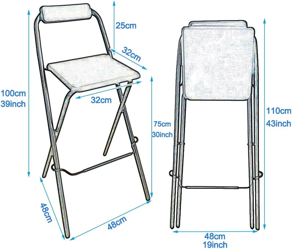 30inch Folding Breakfast Bar Stool with Backrest, Foldable High Chair, Counter Height Bar Chair Stool for Kitchen Office Party, Seat Height 75cm(Natural,1PC)