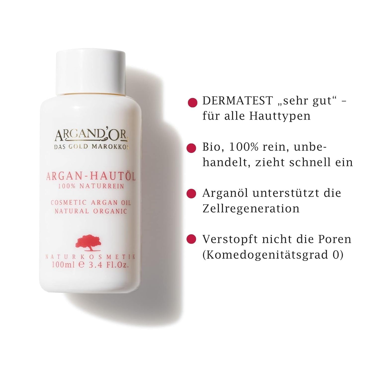 ARGANDOR ARGANÖL ARGAN-HAUTÖL 2x 100ml – DERMATEST SEHR GUT – Bio, kaltgepresst, Lichtschutzglas. Gesicht, Haut, Haare Fair. Zertifizierte Biokosmetik