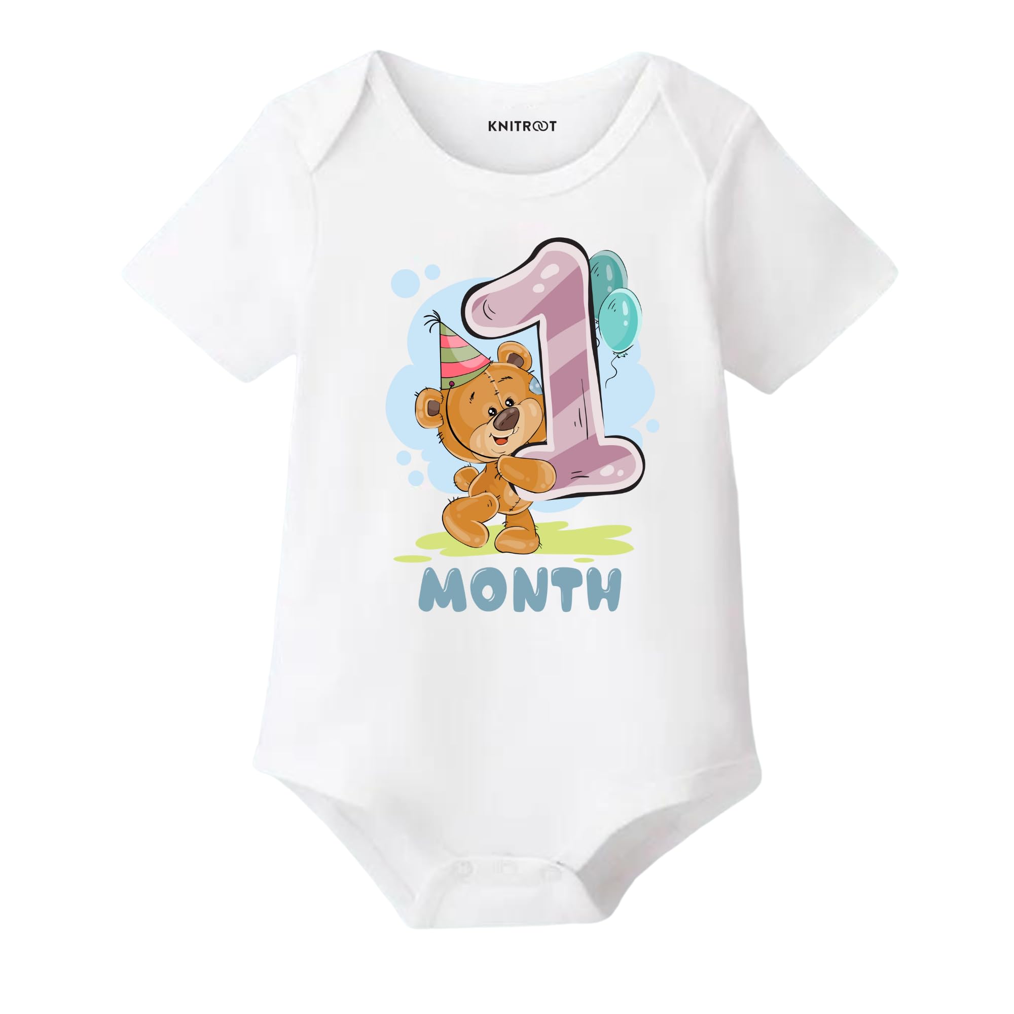 Knitroot Monthly Birthday Teddy Special, Newborn Baby Half Sleeve Unisex Romper, Onesies, Sleepsuit, Body Suit, Envelope Neck, 1 to 12 Months Print, 0-12 Months, Infant Cloth for Boys & Girls-picture-10