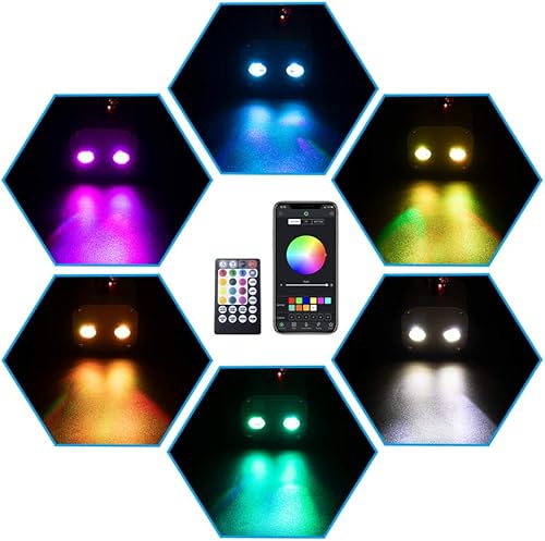 Miniatura 4 de AZIMOM Control BluetoothRF de 20 W, luces parpadeantes de fibra óptica, fuente de motor, caja de luz RGBW de doble cabezal, modo de sensor de música