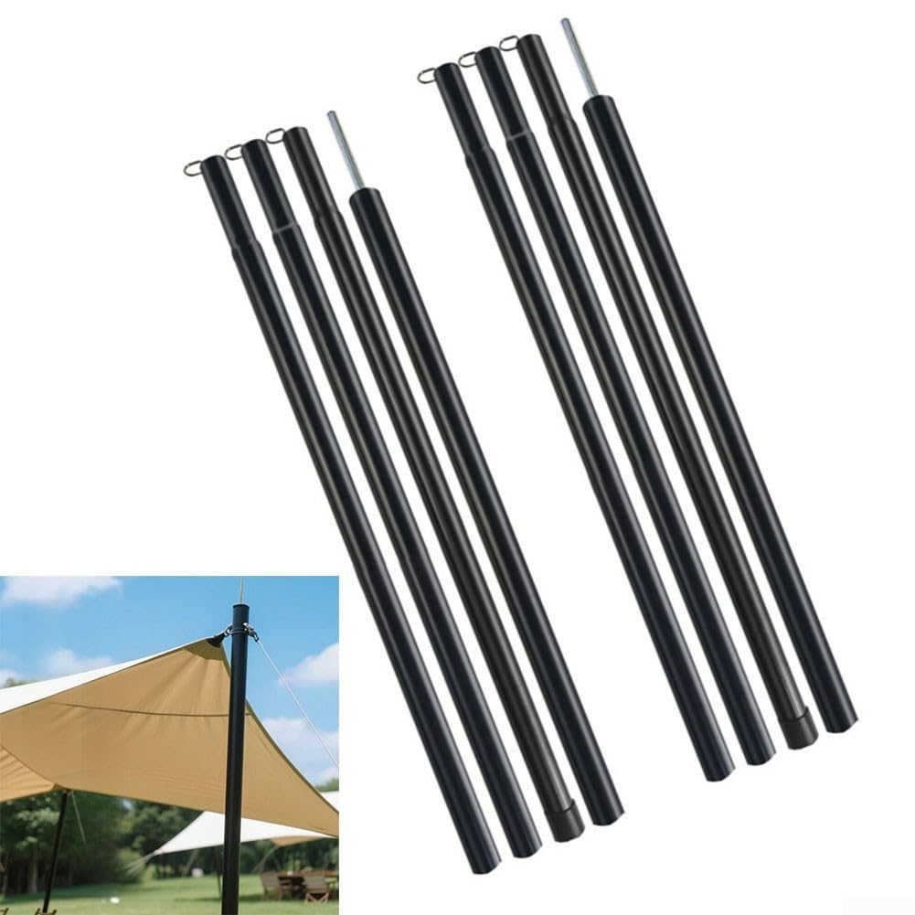 Pali Tenda per campeggio 2m Acciaio Anti-Scivolo Pali Tenda per | per costruzione in ferro stabile, ganci elastici anti-scivolo, altezza 2m, ideale per teli e frangivento