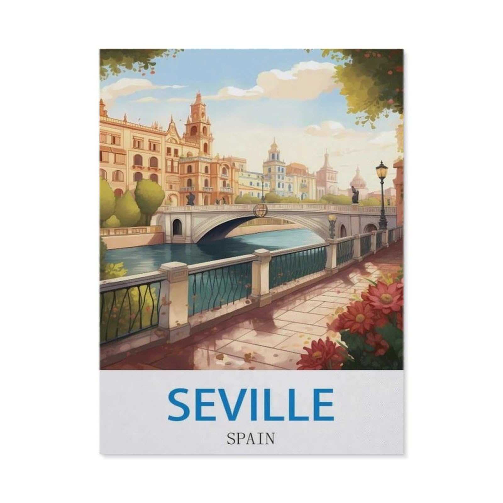 BEAYODKP Full Diamond 5D DIY Diamond Painting，Seville Spain，3D Diamond Embroidery Cross Stitch Mosaic Needle Works（50 x 60 cm/19.68 x 23.62 inches）-CL88