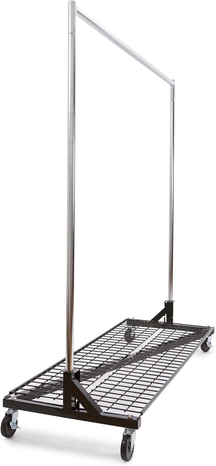 Econoco Commercial Garment Rack - Rolling Clothes Rack, Heavy Duty (Z Rack with Base Shelf, Black)