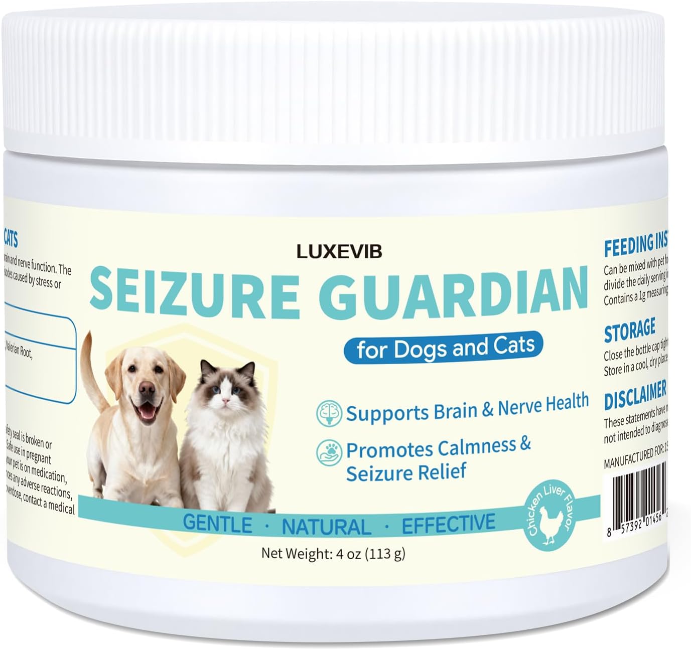 Nervous System Supplements, Seizure Guardian for Dogs and Cats, Natural Herbal Formula for Daily Relaxation, Stress Response and Reduce Sudden Loss of Balance or Collapse - 4 oz
