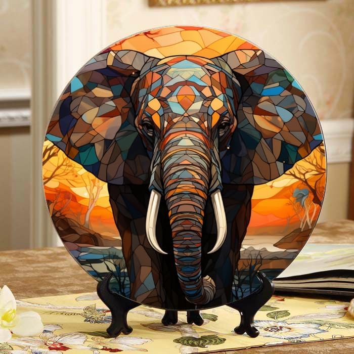 Watercolor Illustration Ceramic Display Plate 10-inch Round, Home Decor with Stand & Hook DP-620391024