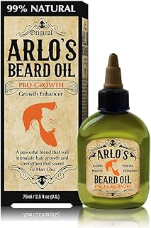 Arlo's Pro-Growth Beard Oil with Castor Oil - 99% Natural Enhancer for Thicker, Stronger Facial Hair, 2.5 oz