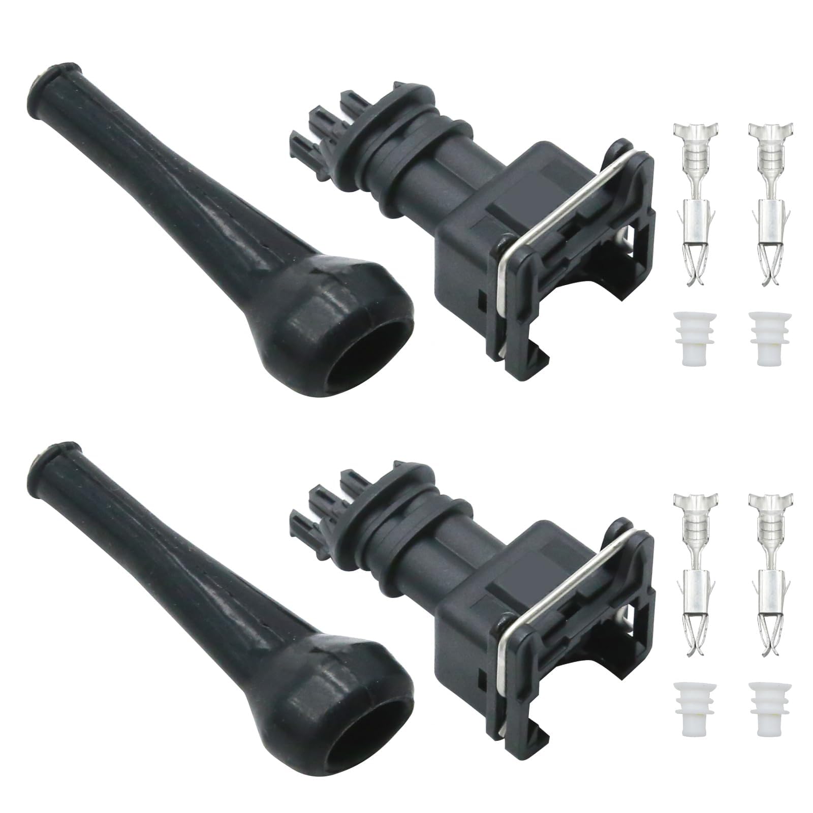 Hoypeyfiy 2Pcs 282189-1 2 Way Junior Power Timer With Terminals Boot and Cable Seals, Replacement for Modification or Enhancement, Replaces 927770-3, 828905-1