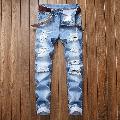 JEsilunmaMY Distressed Ripped Skinny Jeans for Men Slim Fit Stretch Straight Leg Jeans Fashion Comfort Destroyed Denim Pants3
