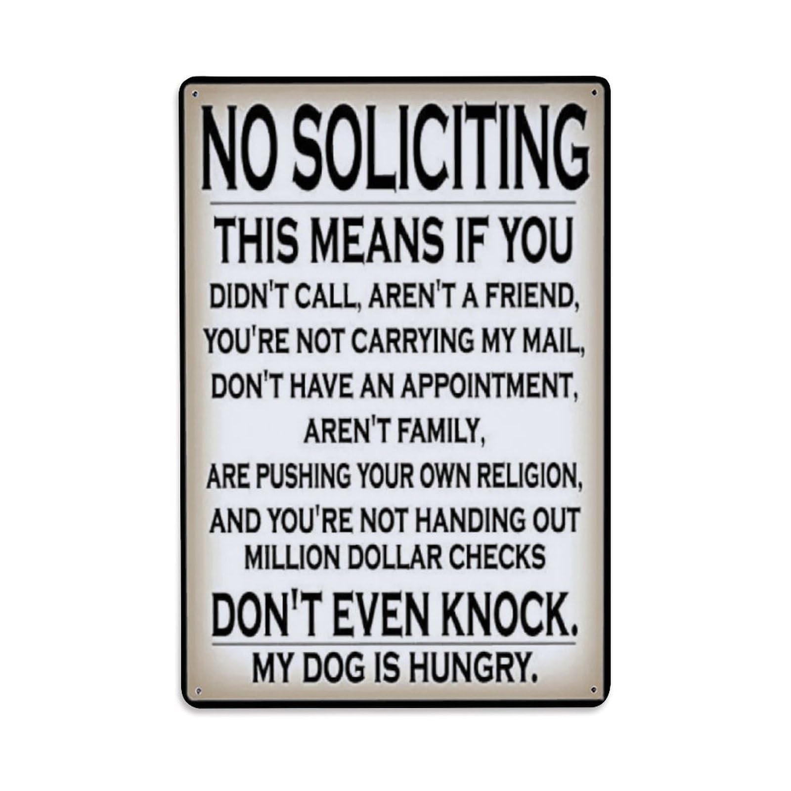 Ldfuieksufg Style Funny No Soliciting Don't Even Knock Vintage Home Sign Vintage Aluminium Metal Sign, Retro Wall Decor For Home, Bar, Garage & Farmhouse 30X20cm