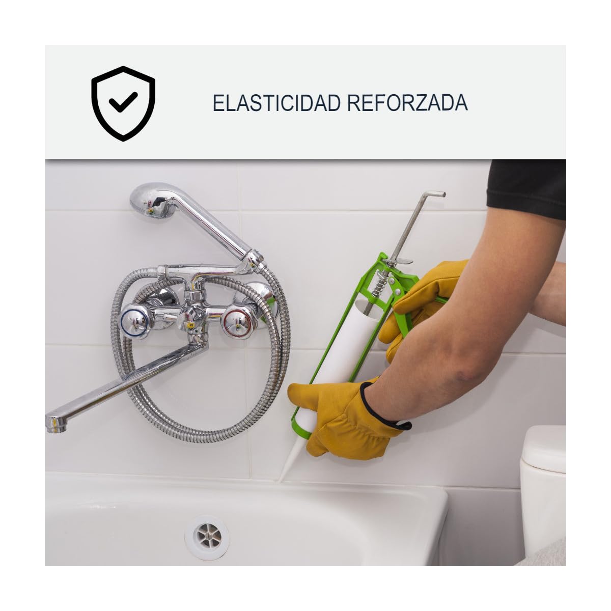 Junta de Silicona Baño, Ducha, Bañera, Lavabo 300 ml x 12 Transparente | Junta Sanitaria Impermeable, Antimoho, para Ducha, Bañera, Azulejos y Hormigón, Interior y Exterior - Arcane Industries