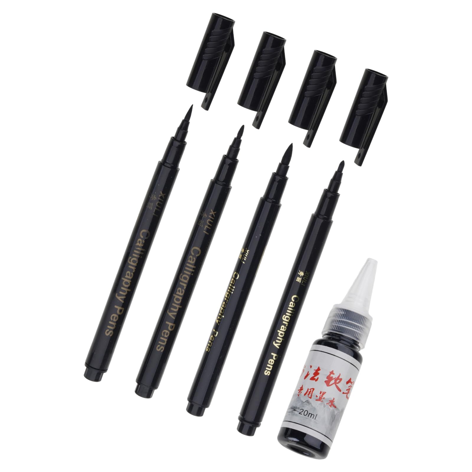 4Pcs Artist Brush Pen Refillable Painting Pen with 25ML Refill Inks for Beginner Sketching Drawing Handwriting Sketching Brush Set