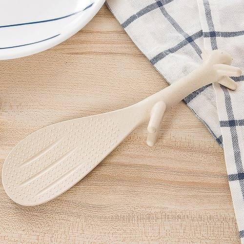 TUKRPQMRI Cuillère à Riz en Plastique de Paille de blé cuillère à Riz écureuil Mignon Peut Supporter Une spatule à Riz antiadhésive/333(Yellow)