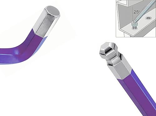 Miniatura 4 de Llave Allen de llave hexagonal de extremo de bola de 0.315 in, llave hexagonal interna, herramienta de reparación de acero S2 de brazo largo en