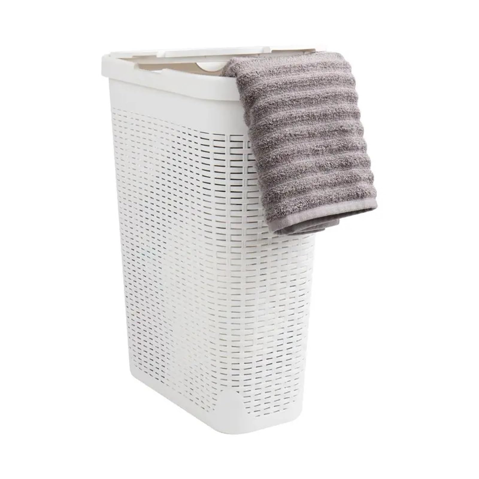Slim Laundry Hamper With Lid, 40L Clothes Basket For Bedroom