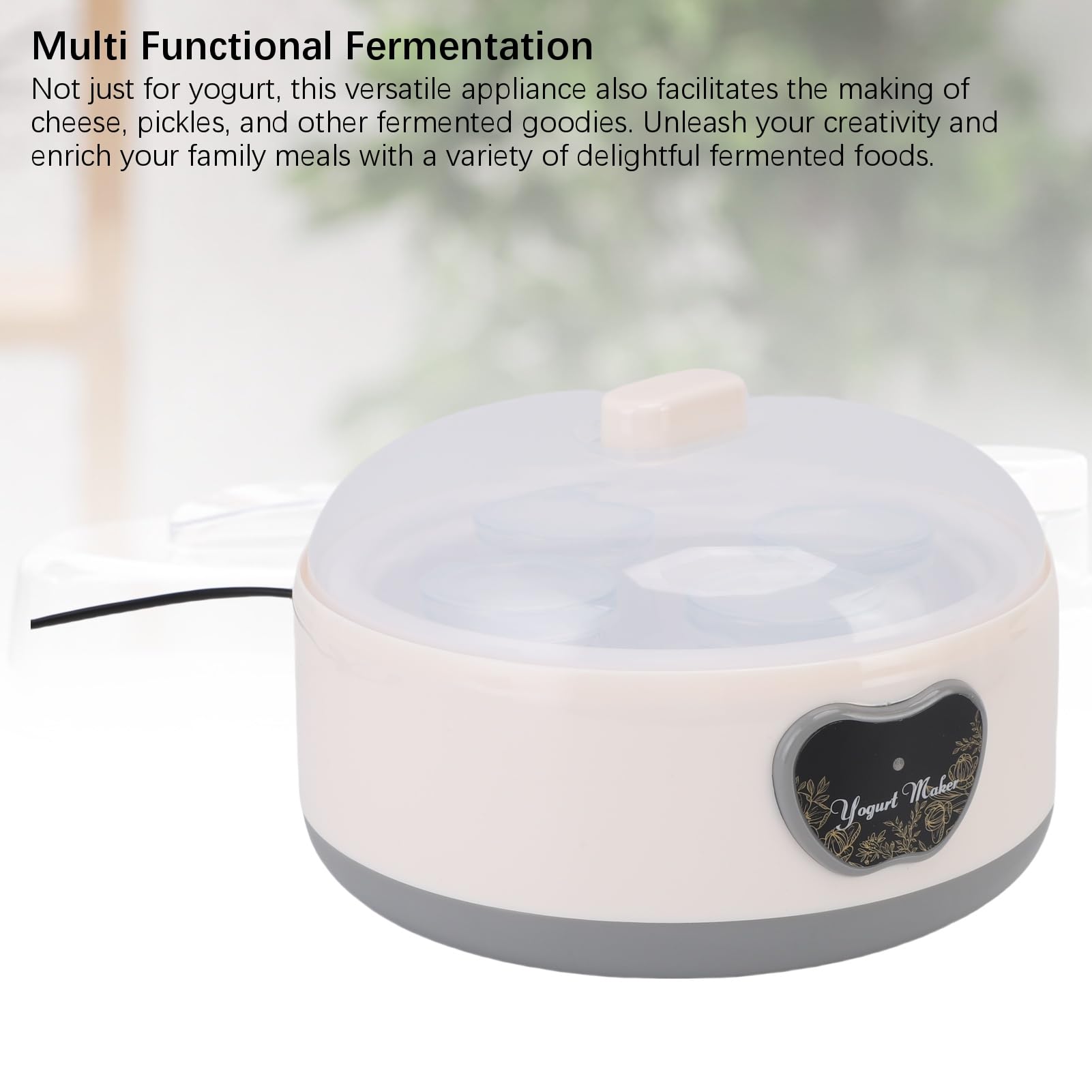 Zunate Yogurtera Automática de Acero Inoxidable, Control Inteligente de Temperatura de 1,2 L con 5 Vasos de Vidrio, Fermentador Multifunción