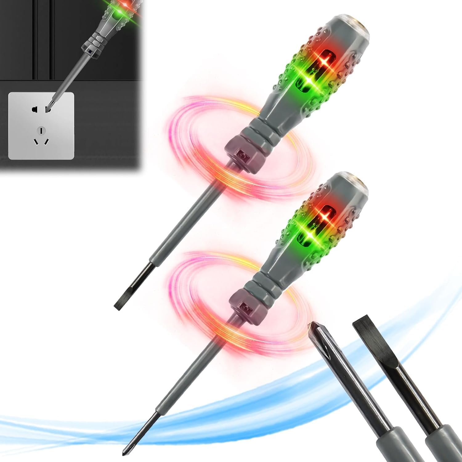 High Torque Alloy dual light color light Measuring Point Contact Test Induction Magnetic Screwdriver Circuit Detector