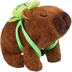 Brinquedo infantil pelucia capivara fofa filo Pula e emiti som (Marrom)