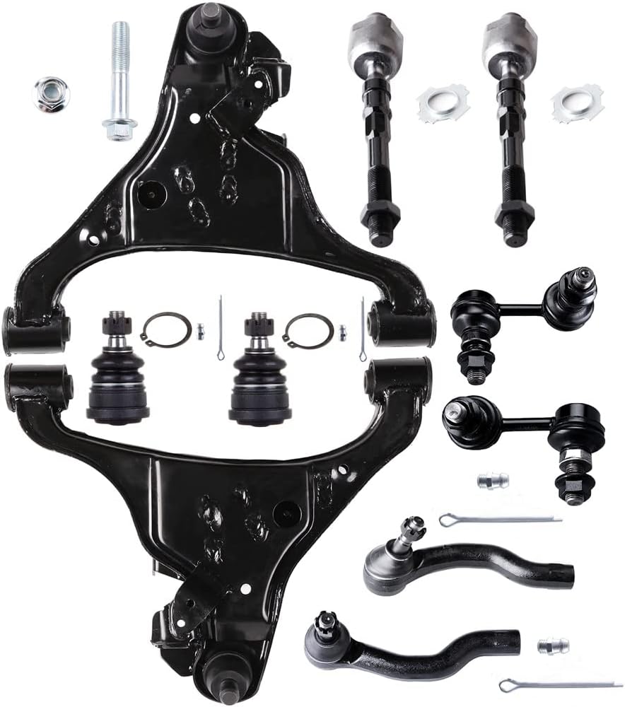 10PCS 2WD/4WD Front Suspension Kit Lower Control Arm Tie Rod Sway Bar Link Upper Ball Joint fit 2005-2016 for Nissan Frontier 2005-2012 for Pathfinder 2005-2015 for Xterra