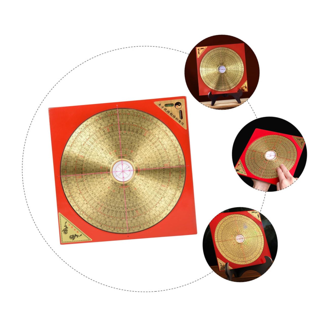 Brújula China Pequeña de Metal Rojo, Estilo Retro Tradicional | Adorno Taoísta Antiguo, Hierro y Cobre, Ligera para Hiking y Colección