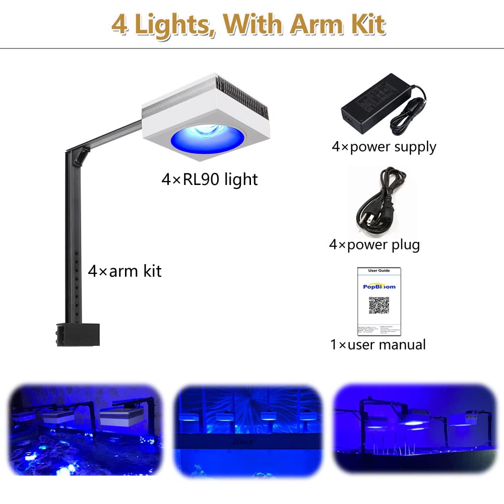 PopBloo-Luz LED para acuario WiFi de 100 vatios, APP Prograa arina