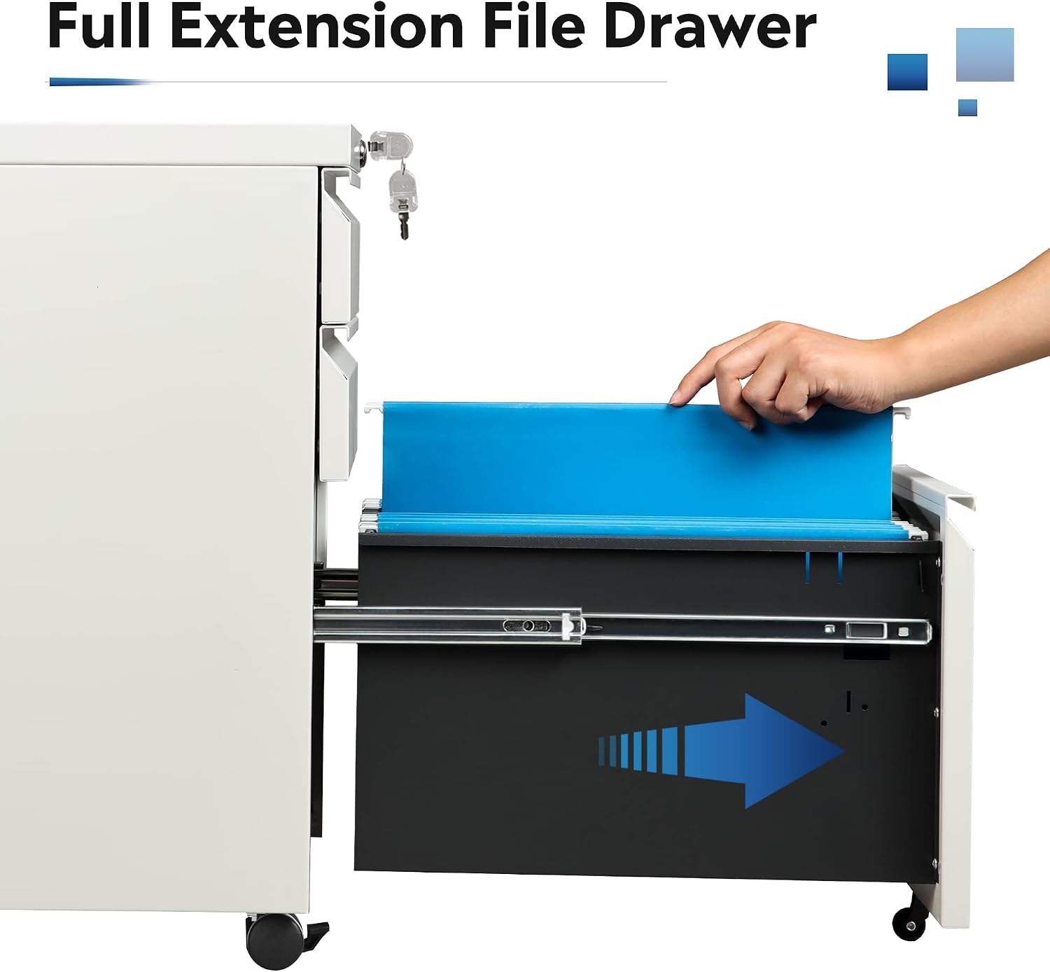 DEVAISE 3 Drawer Mobile File Cabinet with Lock, Metal Filing Cabinet Legal/Letter Size, Fully Assembled Except Wheels, White