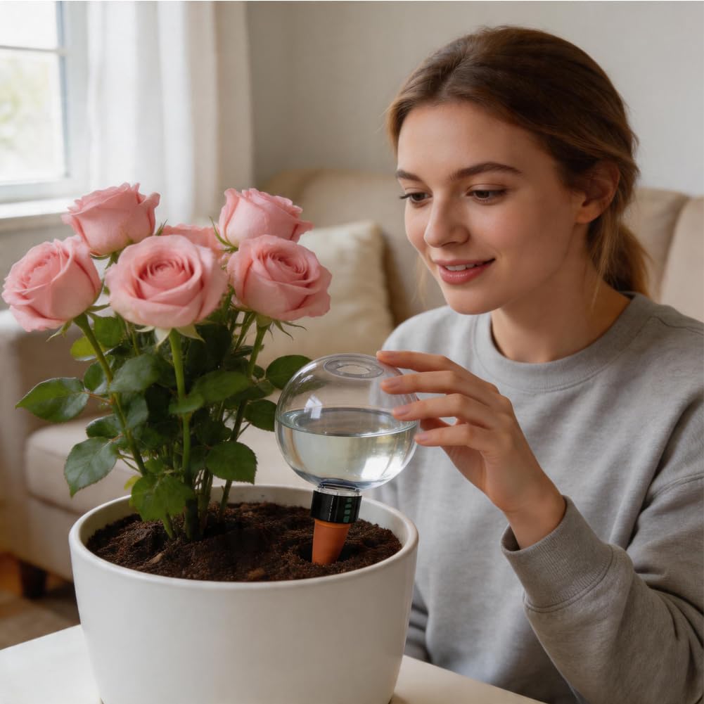 Lot de 4 boules d'eau pour plantes - Arrosage automatique des plantes - Distributeur d'eau pour l'arrosage automatique des chambres, balcons et plantes de jardin - Transparent
