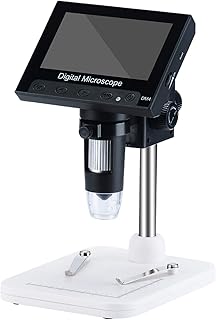 Digital Microscope with 4.3inch LCD Screen,50-1000X Microscope 2 Megapixels Compound USB Magnifier Micro Scope with High Stand 8 Adjustable LED Lights
