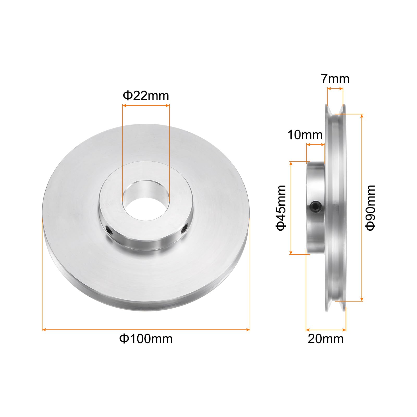 QUARKZMAN Puleggia a V Foro 22mm Diametro Esterno 100mm Singola Scanalatura Lega Alluminio per 6mm Cinghia Tonda PU Albero Motore Macchina Trapano con Installazioni