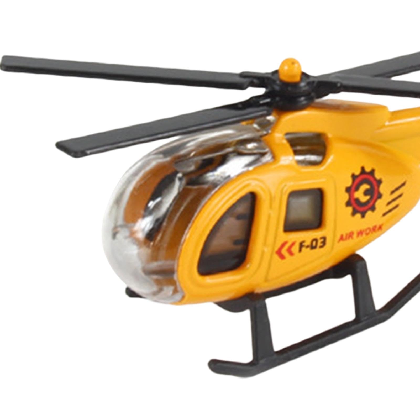Hélicoptère Miniature 1/64 En Alliage – Jouet Et Décoration, Hélice Rotative, Jaune