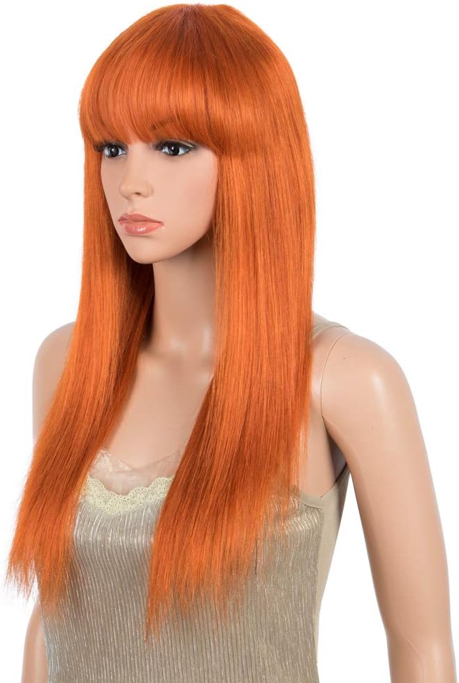 DÉBUT Human Hair Wigs for Black Women Straight Wigs with Bangs 10A Unprocessed Brazilian Virgin Remy Hair 150% Density (20 Inch - Image 5