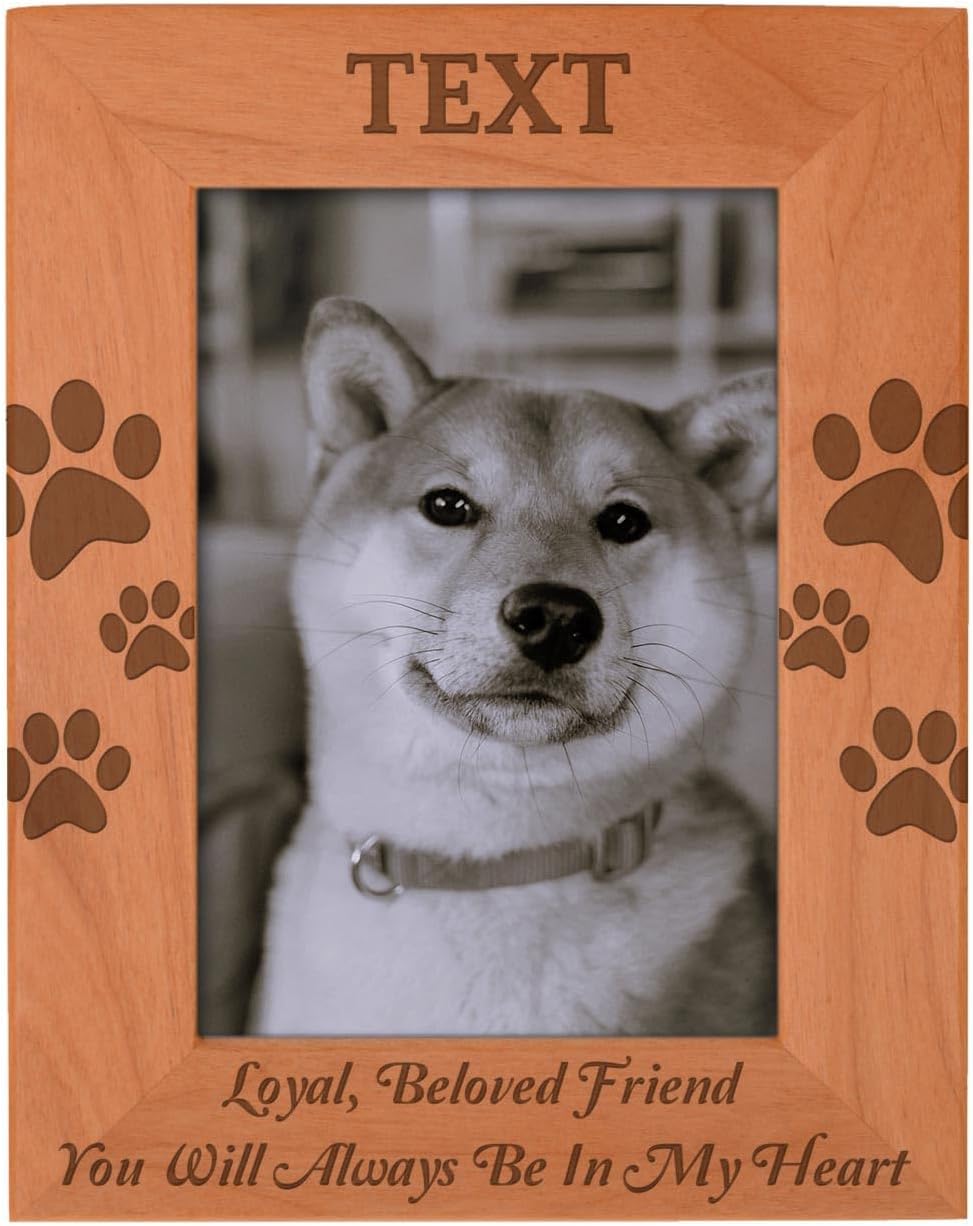 Custom Pet Bereavement Gift Add Name Personalized Natural Wood Engraved 4x6 Landscape Picture Frame