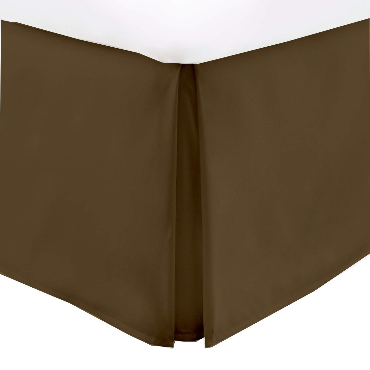 Hotel 750-Thread Count Wrinkle & Fade Resistant Egyptian Quality Box Pleated Bed Skirt Tailored 16 inch Drop Length (Twin, Brown)