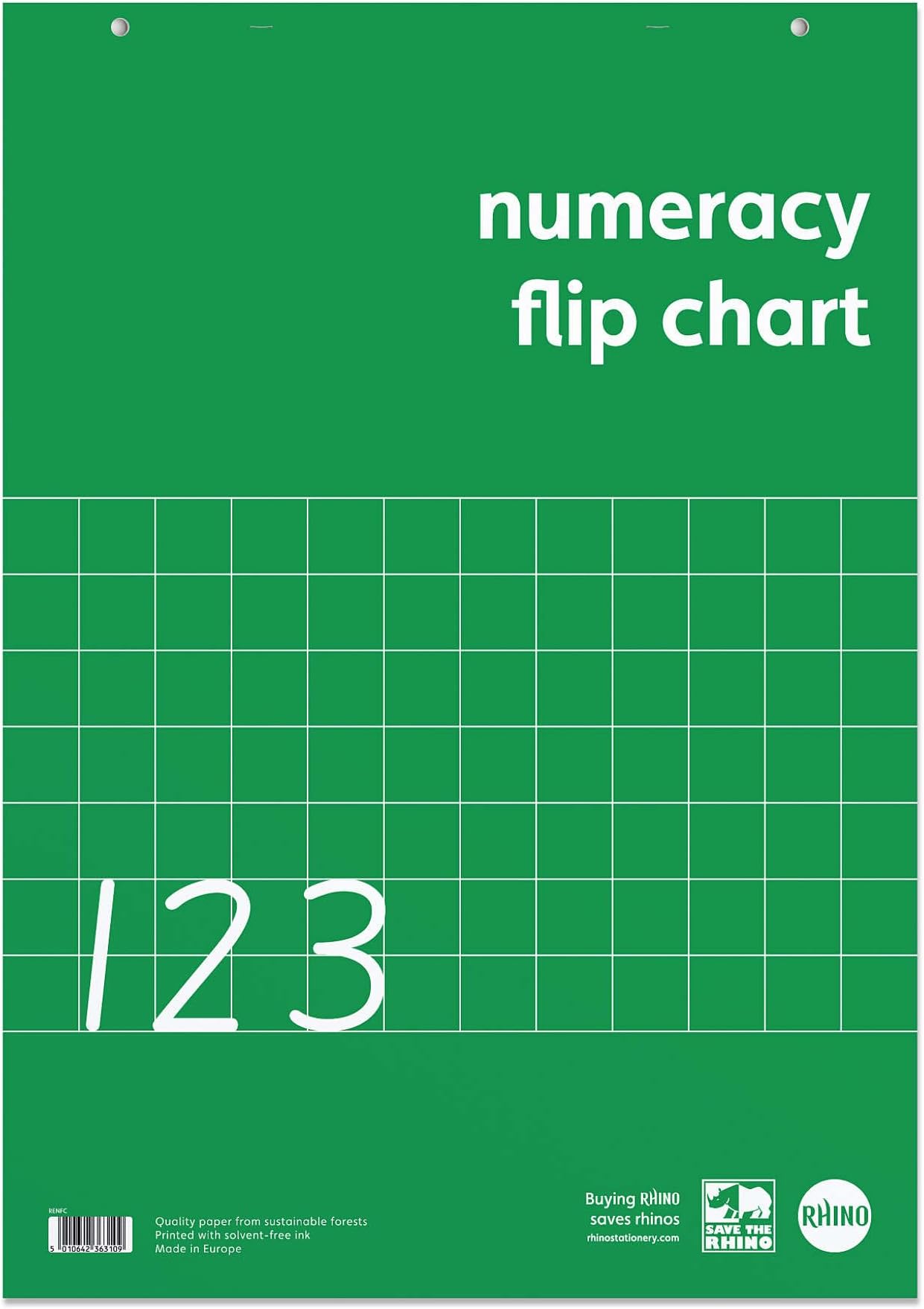 Rhino A1 Flip Chart Paper Pad, 60-Page / 50mm Squared Paper with Plain Reverse, 1-Pack, 30-Leaf, Office & School Stationery Supplies