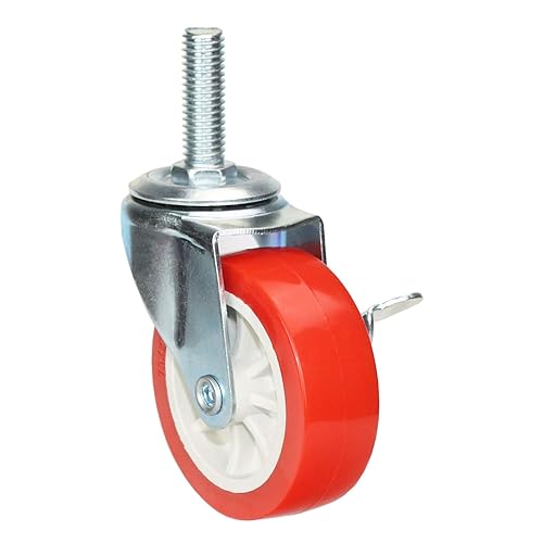 Miniatura 6 de Dicasal - Ruedas giratorias de tallo roscado de tamaño americano, resistentes, de hule, duraderas, con rodamiento de 12-13 x 1-12 pulgadas, ruedas