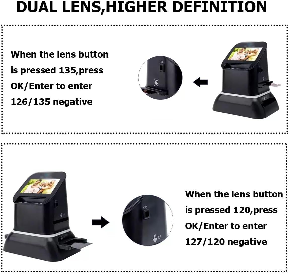 Digital Film Scanner Convert 35mm 135 127 126 Negatives Slides to JPEG 22MP High Res Converter with 4.3" LCD