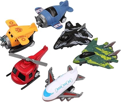 6 Pieces Diecast Back Airplane Toys Fighter Jet Alloy Helicopter Display Model Vehicle Playset Suitable for Party Gifts prizes