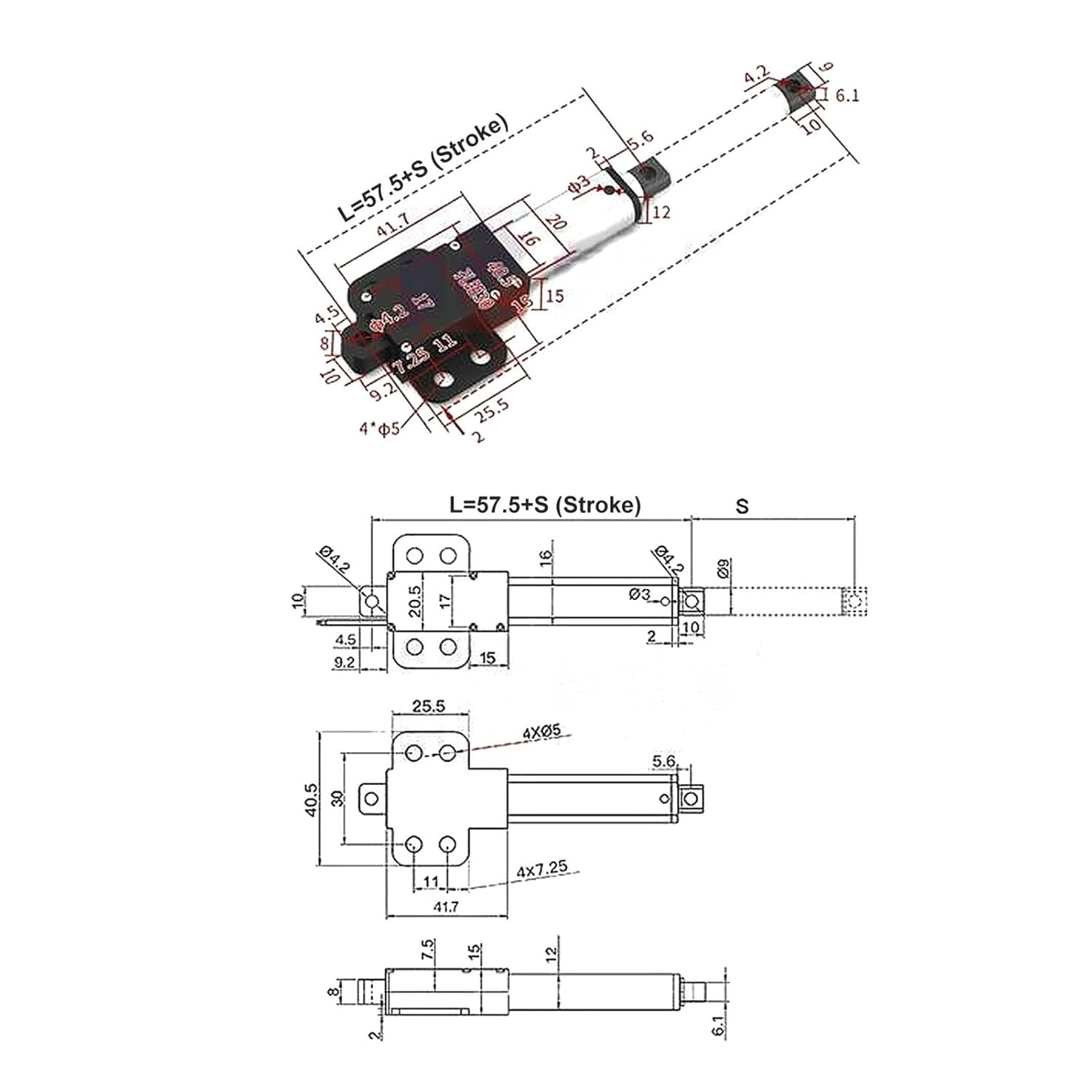 Linear Actuator Automatic Lifting Motion Actuator 200mm Stroke 150N Thrust 4mm/s Speed DC12V 150N
