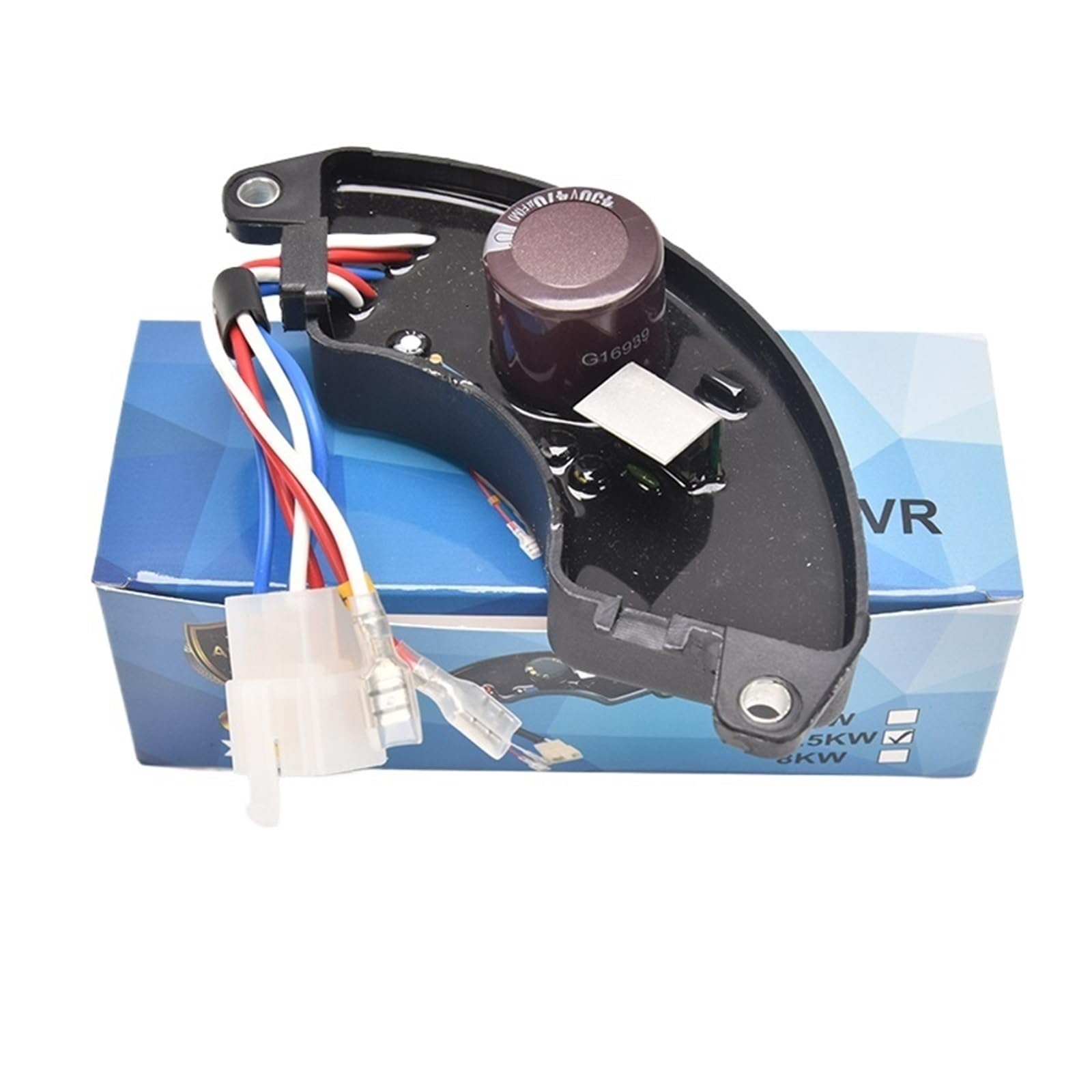 1 generador de gasolina monofásico AVR 5-6,5 kW y 6 cables con regulador rectificador voltaje automático
