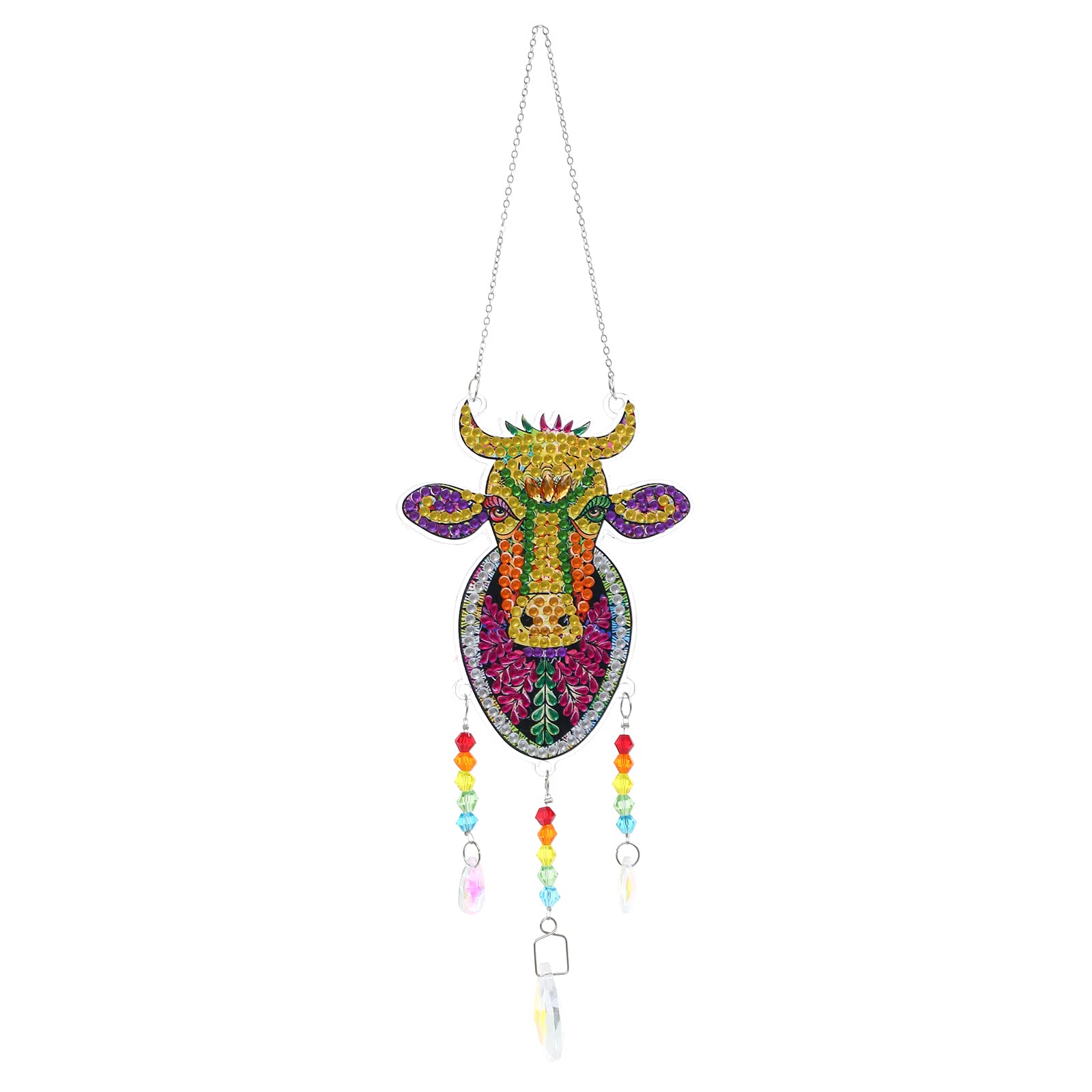5D Diamond Painting Wind Chime Suncatcher Kits DIY Window Hangings Diamond Art Sun Catchers Hanging Decoration for Home, Garden, Bedroom, Indoor and Outdoor (Cattle)