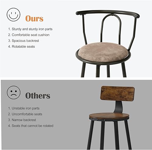 Miniatura 4 de Juego de 5 taburetes de bar, taburetes de altura de mostrador con respaldo.