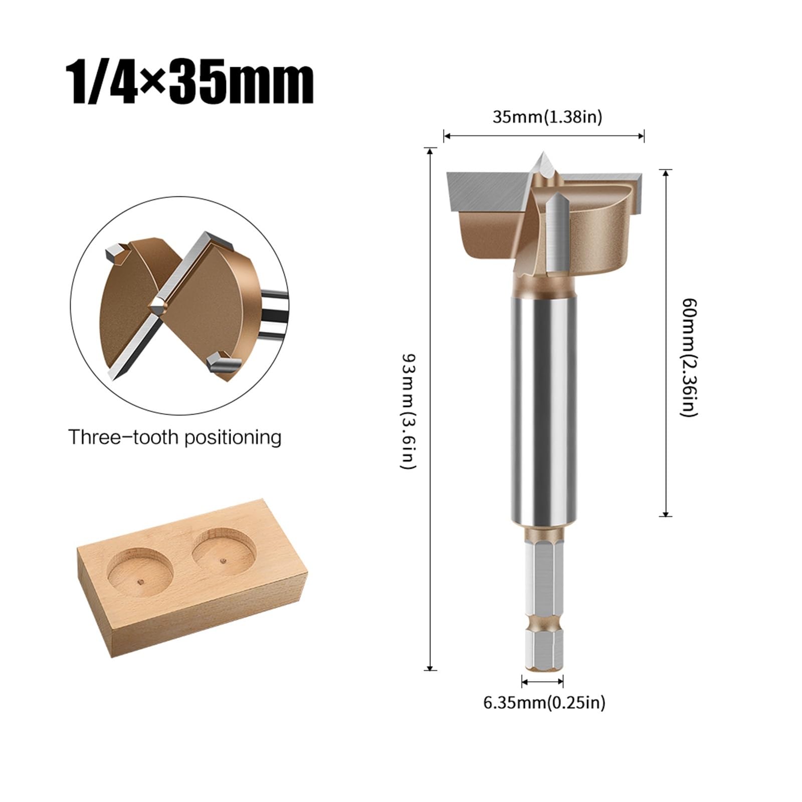 Tête d'alésage à charnière, scie cloche tige hexagonale de 1/4"