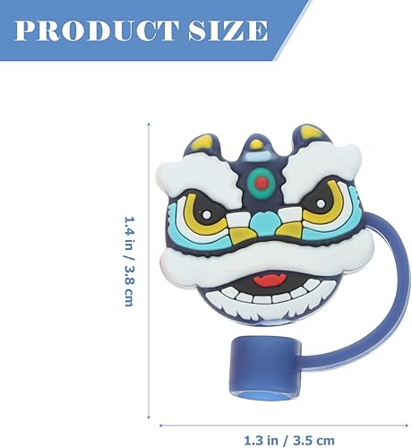 Miniatura 5 de UPKOCH 4 tapas de paja con forma de danza de león, tapas de paja de silicona, tapas de pajita, tapones para pajitas para boda china fiesta de