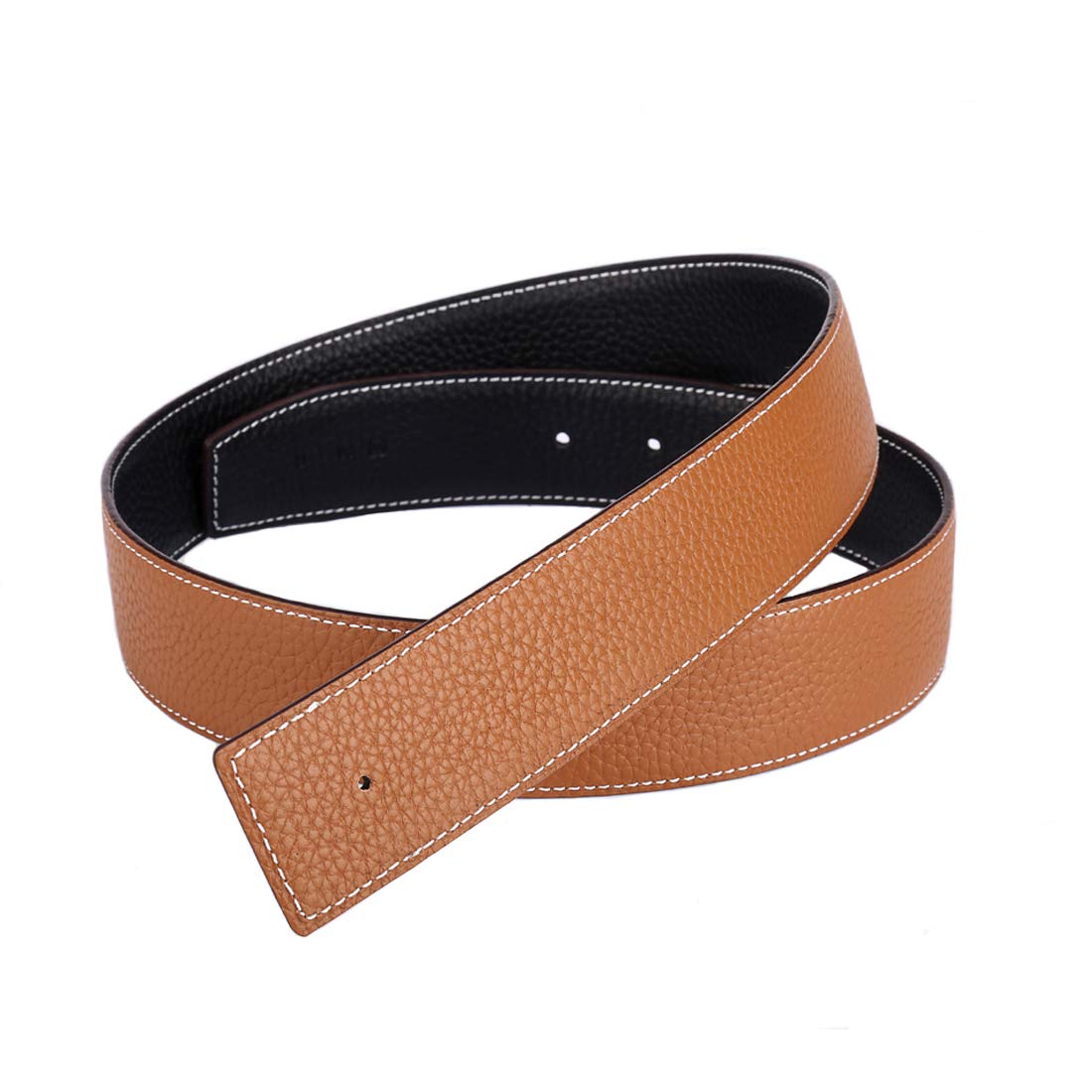 Vatee's Men's 113: Black / Earth Yellow Reversible Genuine Leather Belts For /Wo Replacet Belt Strap Without Buckle 1.5"(38Mm) Wide 45"(115Cm) Long Black &