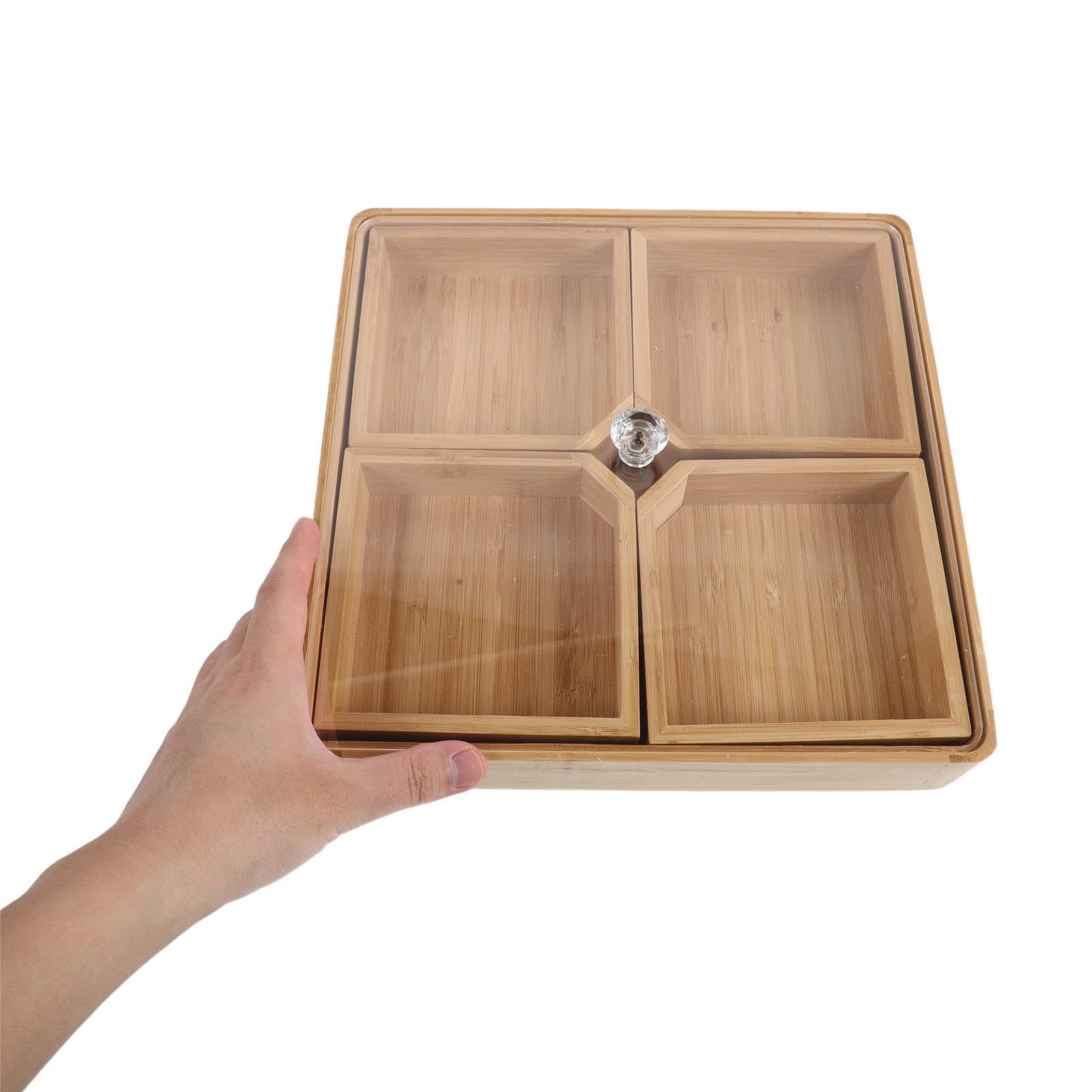 Gadpiparty Plateau de Service en Bambou pour Noix, 4 Compartiments