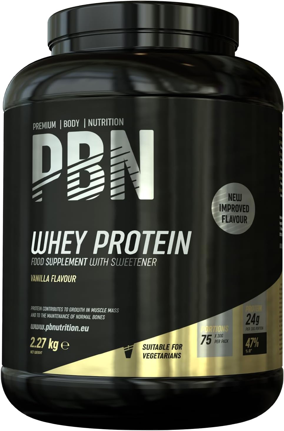 Premium Body Nutrition - Proteína de suero de leche en polvo, 2.27 kg (Paquete de 1), sabor Vainilla, sabor optimizado
