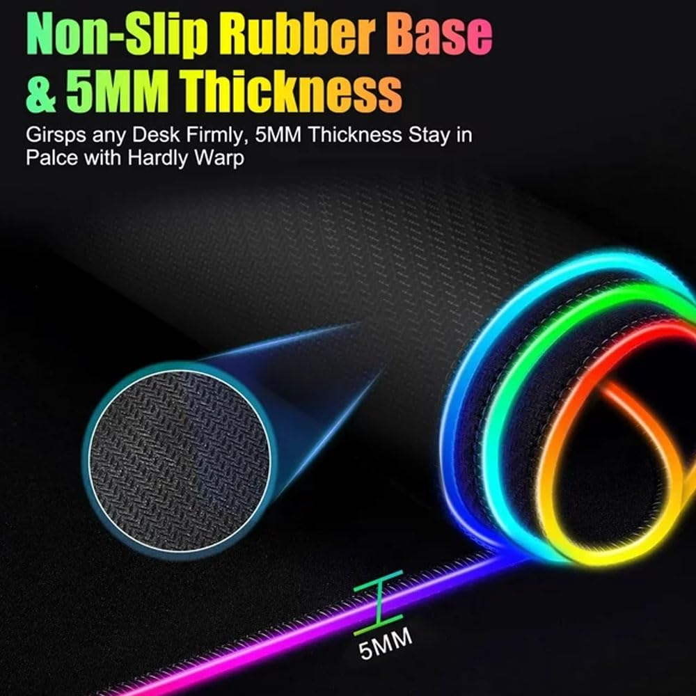 Tappetino per mouse da gioco RGB con ricarica wireless, 15 W, 800 x 300 x 4 mm, ricarica rapida, superficie ultra liscia, base antiscivolo, 13 modalità di illuminazione, tappetino per mouse RGB per