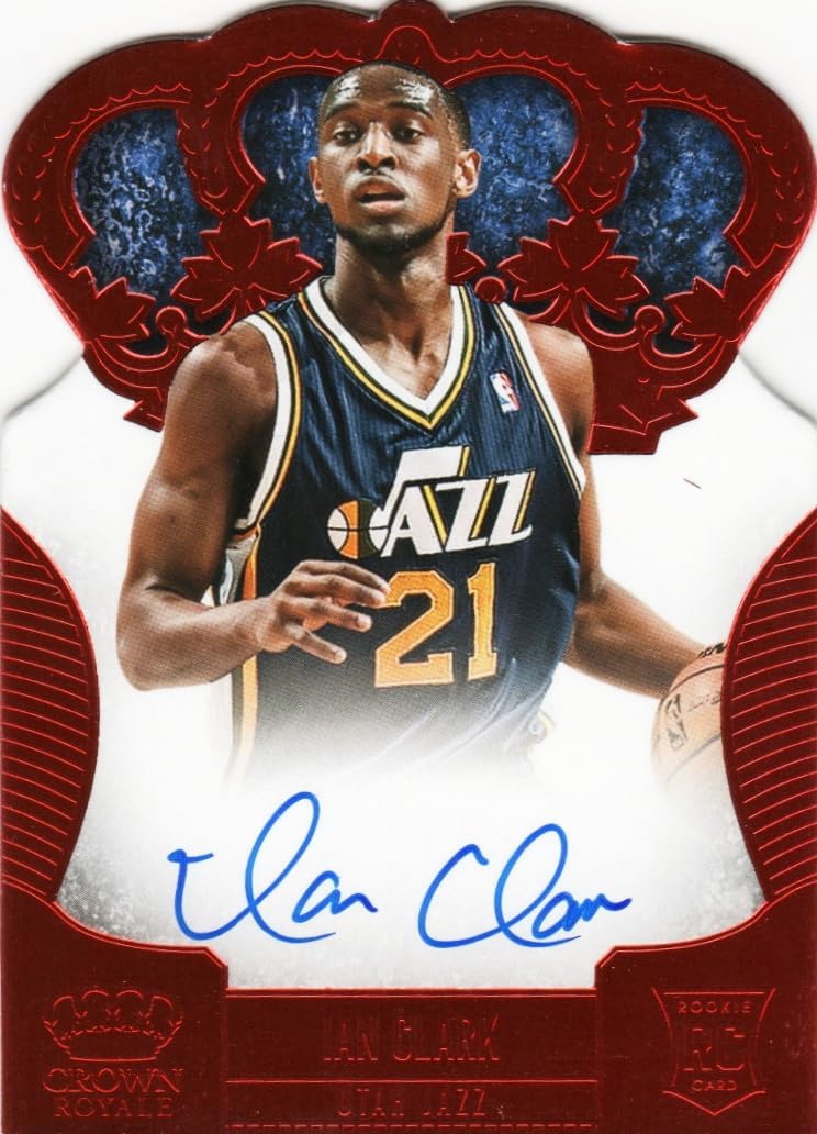 Ian Clark Autographed & Serial Numbered #01/75 Crown Royale Die Cut Red Parallel Rookie Card Auto Collectible Basketball Card - 2013 Crown Royale Basketball Card #247 (Jazz)