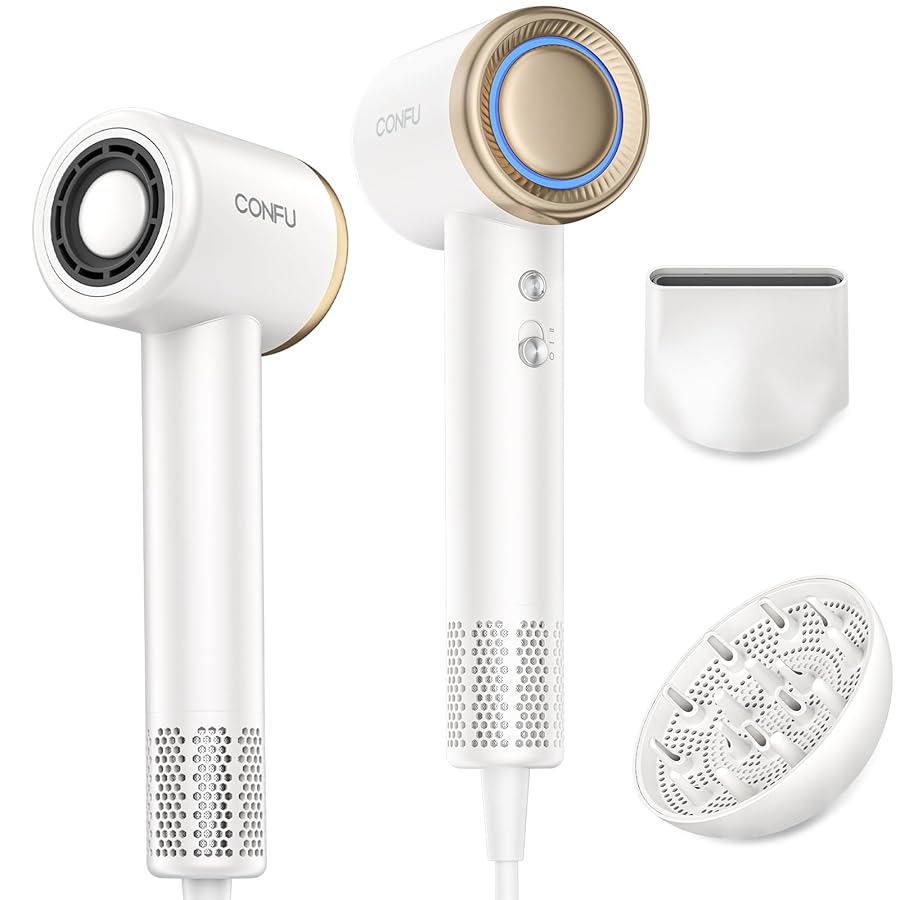 CONFU Blow Dryer with Diffuser, 1400W Hair Dryer with Diffuser and Concentrator, Speed Hairdryer for Fast Drying, Frizz Control, Lightweight for Home, Travel - image 1