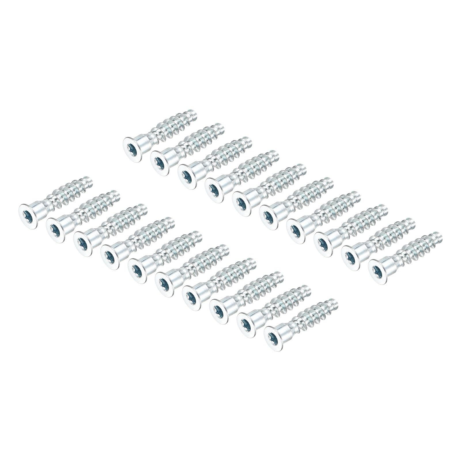 uxcell 20Pcs M7x30mm Hex Socket Countersunk Head Self Tapping Connecting Screws Carbon Steel Furniture Confirmat Screw, Silver