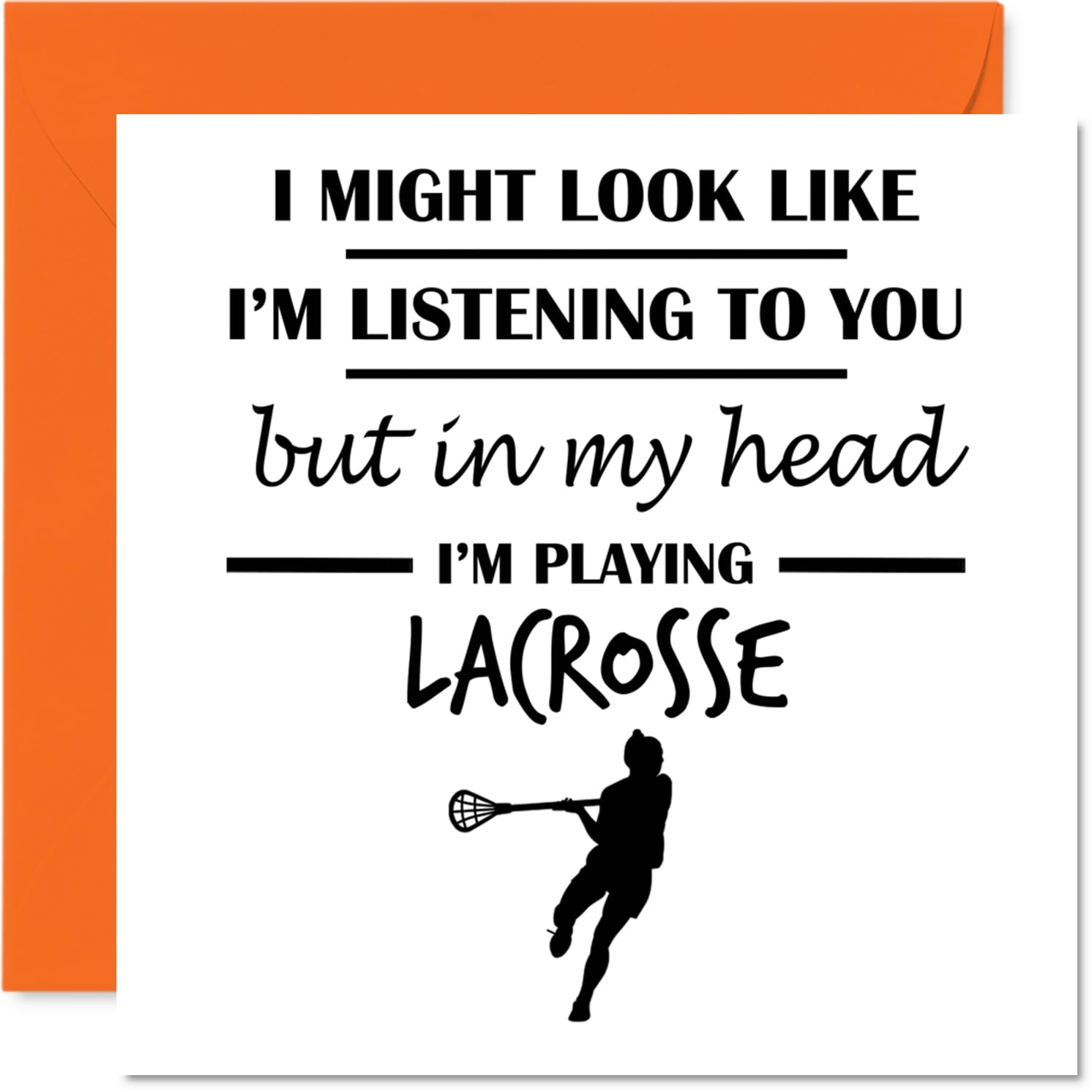Lacrosse Birthday Card for Men Women - In my Head - Happy Birthday Card for Wife Grandad Friend Husband, 145mm Bday Greeting Cards